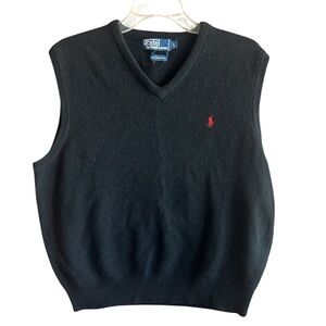 Polo by Ralph Lauren Men’s Black Sweater Vest Size L Preppy Business Casual